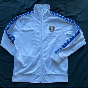 Kappa White Zip-Front Track Jacket with Navy Logo Tag